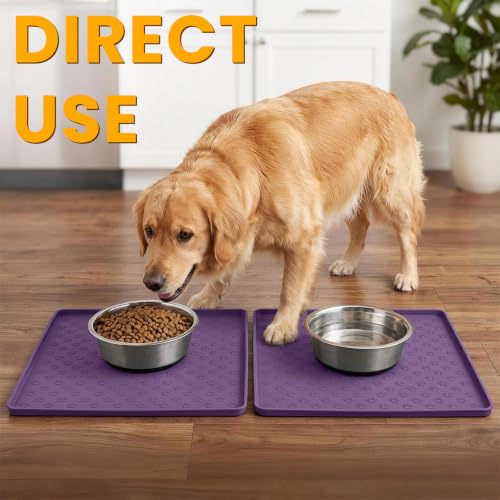 2 Pack Dog Food Mat Anti (11.8"L x 11.8"W - 2 Pack / Purple)