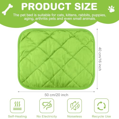 4 Pack Self Heating Cat Pad Self Warming Dog Mat Reflects Body Heat Extra Warm Thermal Pet Pad Washable Dog Cat Bed Crate Bed Mat Blanket (16 x 20 Inch / Green)