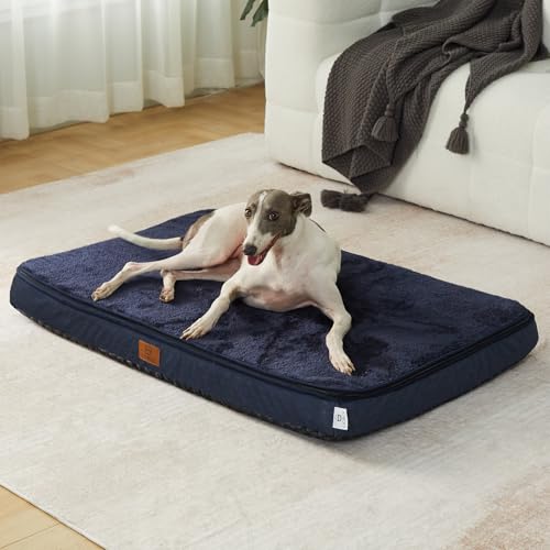 Memory Foam Large Dog Bed (35.0"L x 23.0"W x 4.0"Th / Navy Blue)
