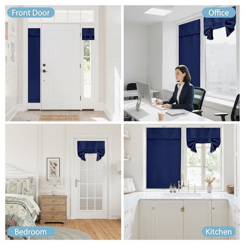 Blackout French Door Curtain (Navy Blue / 26"W x 72"L (Pack of 1))