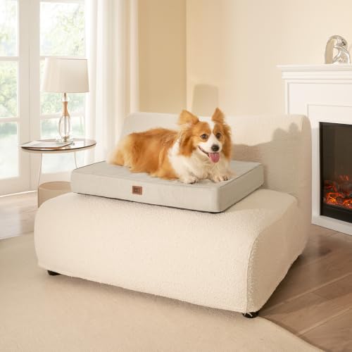 Large Orthopedic Memory Foam Dog Bed Washable (Beige / 36*27*3 Inches)