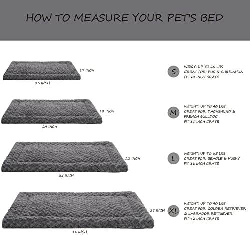Washable Dog Bed Mat Medium Size Fluffy Pet Crate Pad 30x19 (Grey / 30.00" x 19.00" x 1.50")