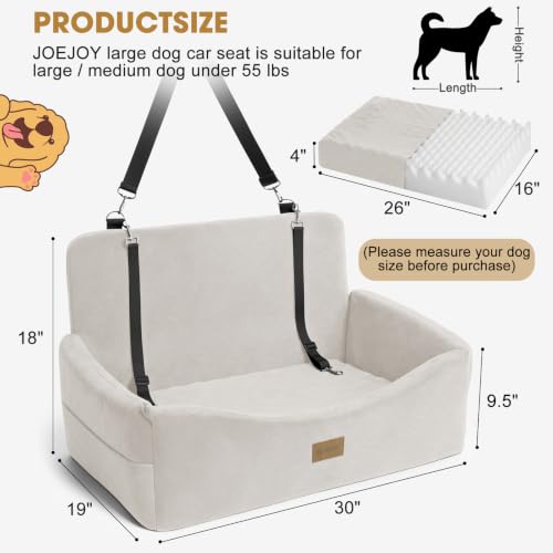 Dog Car Seat for Large Medium Sized Dogs Under 55 lbs (Beige / Medium/Large)