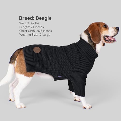Dog Sweater Long Sleeve Warm Knit Sweaters for Medium Dogs Boy Girl (Black / X-Large)