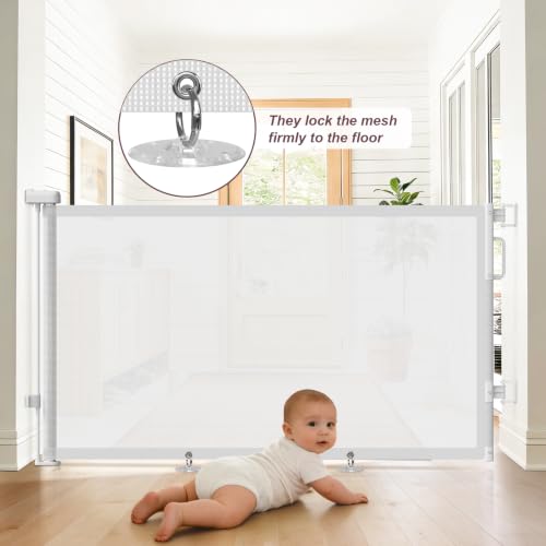 2Pack Retractable Baby Gates for Stair (White / 34" Tall x 58" Wide (2Pack))