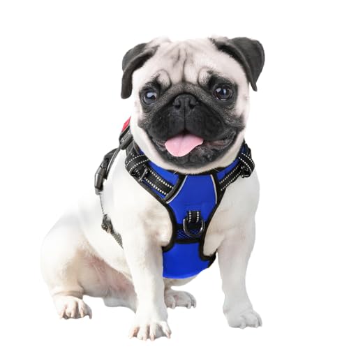 No Pull Dog Harness Medium Reflective Front Clip Vest with Handle (Medium / Royal Blue)