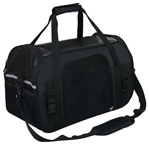 Soft Sided Pet Carrier for Cats & Small Dogs (17.0"L x 9.0"W x 12.0"H / Black)