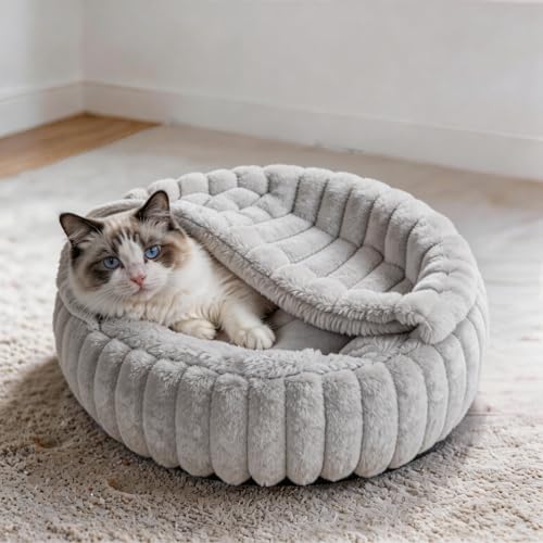 Cat Beds for Indoor Cats (20 x 20 inches / Light Gray)