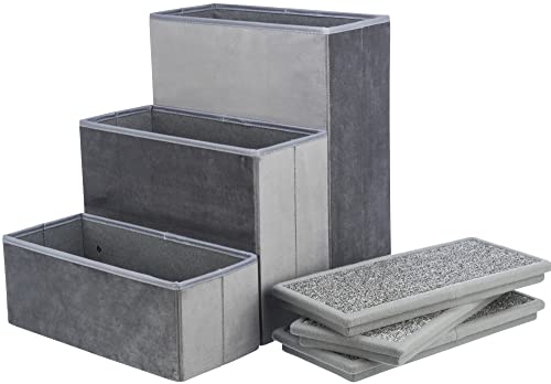 3 Step Velour Pet Stairs (Gray / 15" W x 17.7" H)