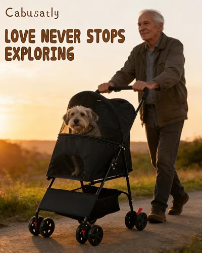 Pet Stroller for Small Dogs Cats (BLACK)