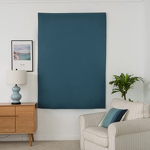 100% Blackout Shades Window Cover Self Adhesive Curtains Sticky Curtain Portable Easy Open Black Out Curtains for Bedroom Living Room No Drilling (Navy Blue/ Thickened / 59"W x 84"L (Pack of 1))