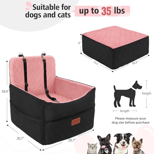 Dog Car Seat for Small Medium Dogs (BlackPink)