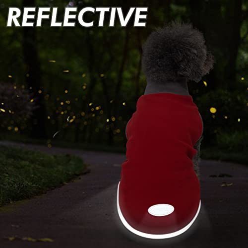 2 Pack Fleece Dog Sweater Pullover Lightweight Reflective Jacket (Medium / 3# Red & Grey)