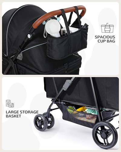 Dog Stroller for Large & Medium Dogs (Classic Black)