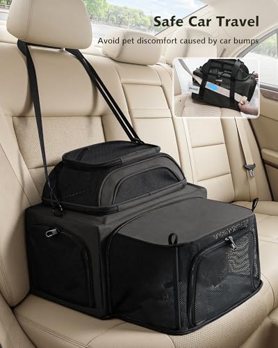 Top Expandable Airline Approved Pet Carrier for Cats (Dark Gray)