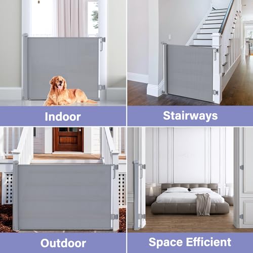 Retractable Baby Gates for Stairs & Doorways (C-grey / 34" Tall x 54" Wide)