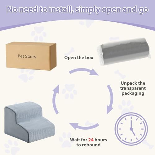 Dog Stairs for Small Dogs (Fleece Grey)