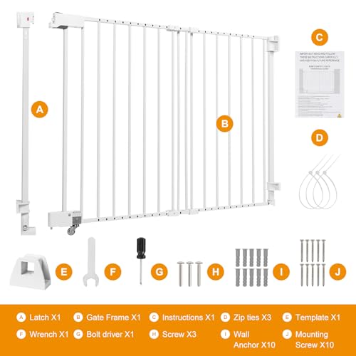 No Bottom Bar Baby Gate (White / 37inch)