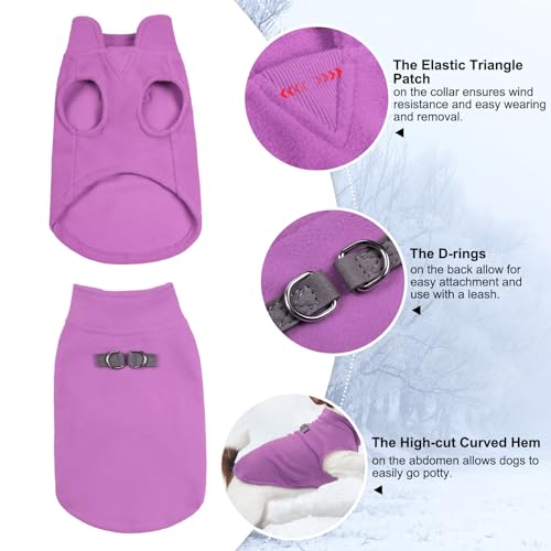 Dog Fleece Vest Sweater Winter Jacket for Small and Medium Dogs with D (Medium / PURPLE)