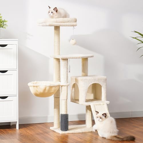 Cat Tree with Cat Self Groomer Brush (42.5 inch / Beige)