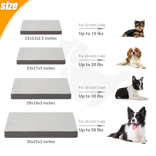 Orthopedic Dog Bed for Small Dogs with Waterproof Lining (Light Grey / 21.0"L x 13.0"W x 2.5"Th)