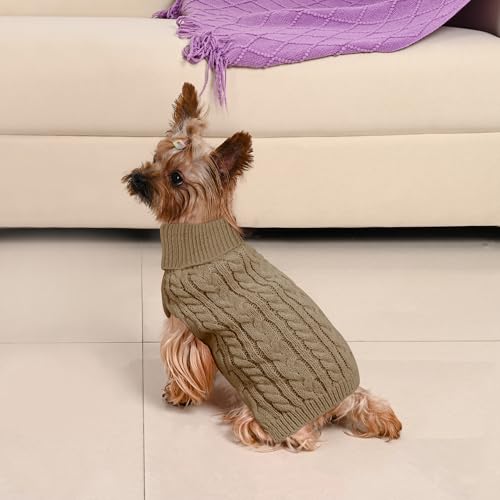 Dog Sweater 2 Pack for Small Dogs (Red & Brown / Small)