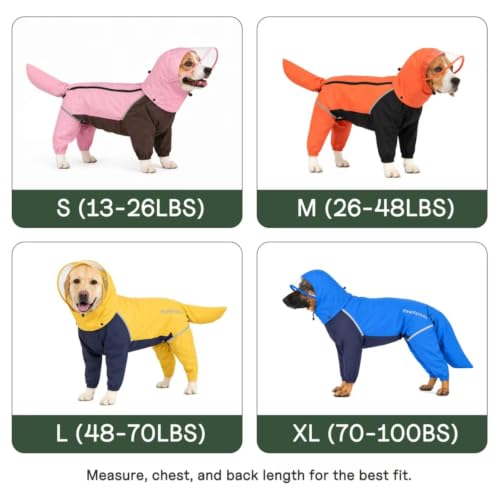 Full Body Dog Raincoat with Detachable Hood (Orange / Medium)