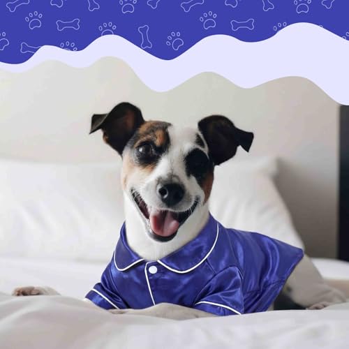 Dog Silk Pajamas Shirt Puppy Satin Pjs for Small Dog (M / Navy Blue)