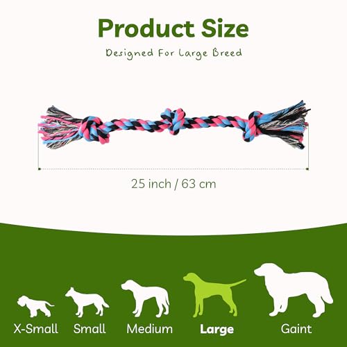 Dog Rope Toy for Large Dogs Heavy Duty Dog Chew Toys for Aggressive Chewers (1 Pack-Large / Large)