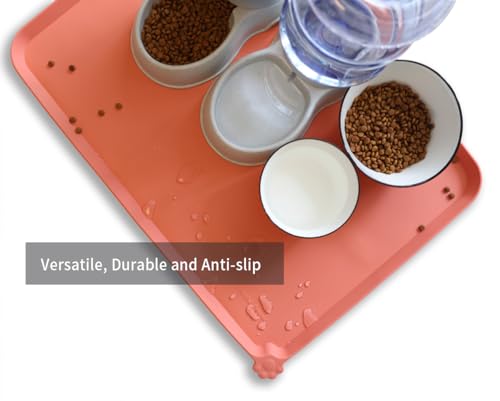 X Large Silicone Pet Feeding Mats (28" x 20" / Burnt Coral)