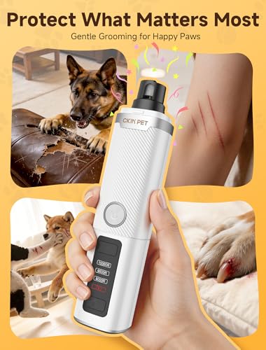 Dog Nail Grinder Whisper Quiet & Safe for Sensitive Dogs and Cats (White)