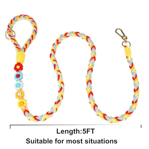 5FT Braided Cotton Rope Leash for Small (Sunny Garden)