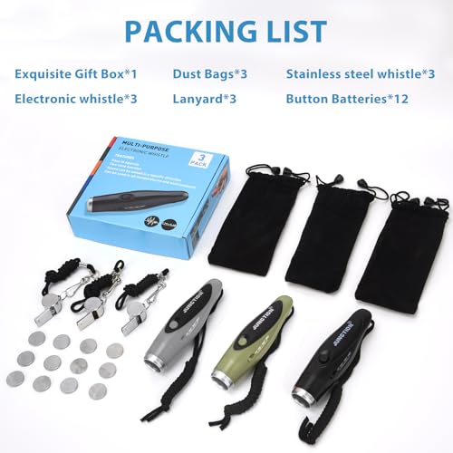 3 Pack Electronic Whistles (New in 3 Colors)