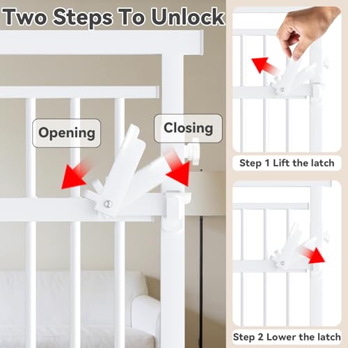 51" 87" Extra Tall Pet Gate for Cats (White / Height:51-87"/129-220cm)