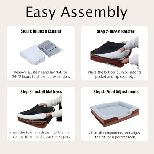 Orthopedic Dog Beds Large Sized Dog (Brown / 36.0" L x 27.0" W x 6.7" Th)