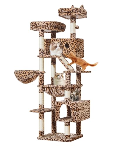 Cat Tree 71 in Extra Large Cat Tower for Inddor Cats (Leopard Print / 71 Inches)