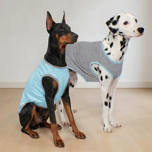 2Pack Dog Shirt for Large Dogs Sun Protection Tank Top for Summer (XXX-Large (55-75lbs) / 7# 2Pack (Grey+Sky Blue))