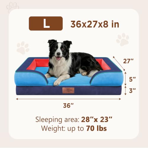 Orthopedic Dog Beds for Large Sized Dog with Bolster (36.0"L x 27.0"W x 8.0"Th / Philadelphia)