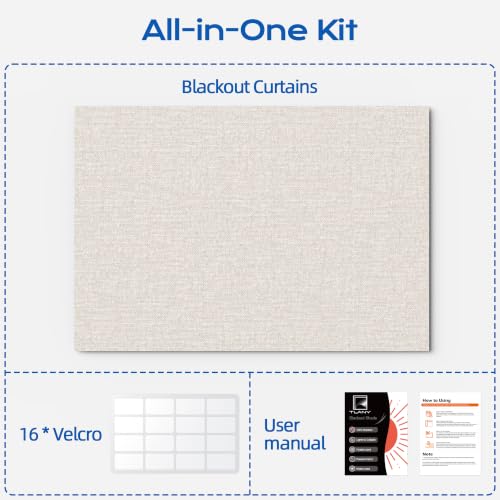 Linen Blackout Curtains for Bedroom (Cream / 58"W x 39"H)