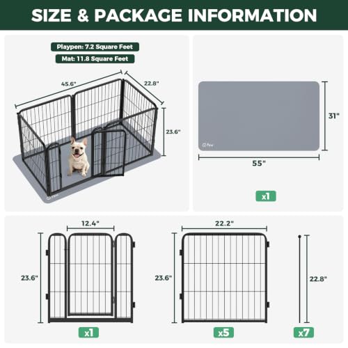 Homeplus Indoor Dog Playpen with Floor Protector Mat (Black / 24"H)