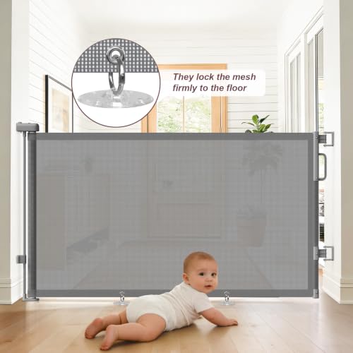 2Pack Retractable Baby Gates for Stair (Gray / 34" Tall x 58" Wide (2Pack))