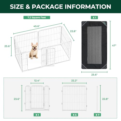 Homeplus Indoor Dog Playpen with Mesh Top Cover (White / 24"H)