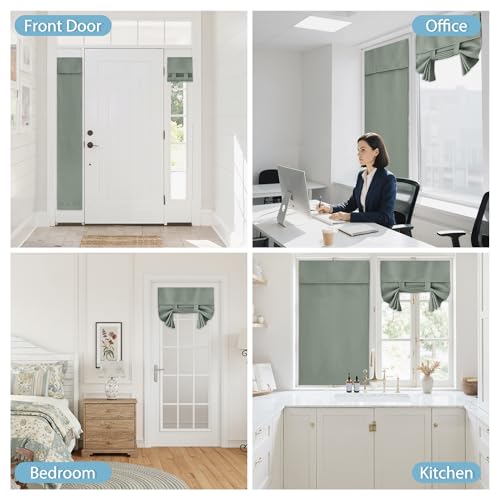 Blackout Door Window Curtains for Kitchen Back (Sage Green / 30"W x 40"L (Pack of 1))