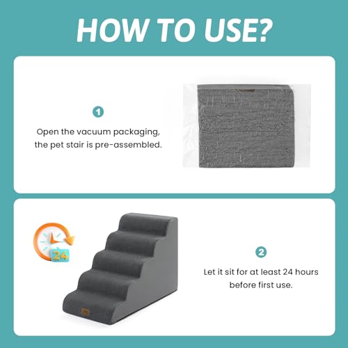 Wide Dog Stair for Small Dog 22.6" H (Dark Grey / Wide:17.7"x33"x22.6")