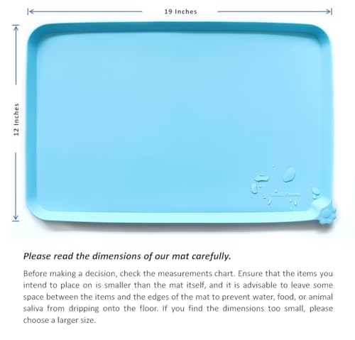 Waterproof Pet Feeding Mats with High Lips (19" x 12" / Arctic)
