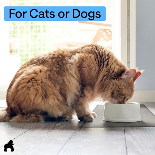 Dog Food Mat 100% Waterproof Silicone (Gray / 26"l X 17"w)