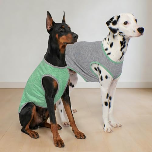 2Pack Dog Shirt for Large Dogs Sun Protection Tank Top for Summer (XXX-Large (55-75lbs) / 8# 2Pack (Grey+Dark Green))