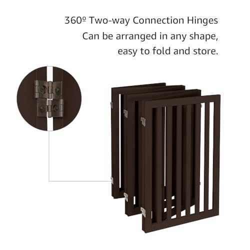 120" Extra Wide Pet Gate and Pet Playpen Combination for Dog Cat (Espresso / 120"W×36"H)