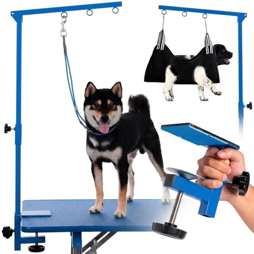 Dog Grooming Table Arm with Hammock (Blue)