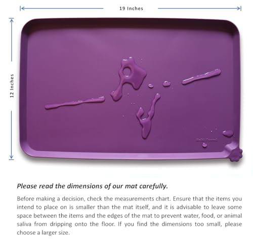 Waterproof Pet Feeding Mats with High Lips (19" x 12" / Eggplant)